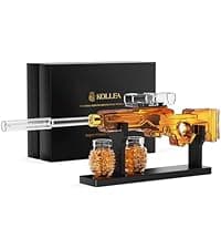 Birthday Gifts for Men Dad, Kollea Gun Whiskey Decanter Sets for Men, Shot Glass, Funny Gift Idea for Him Brother, Liquor Dispenser for Bar, Alcohol, Anniversary, Christmas, Military Present, Cave