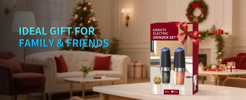 CIRCLE JOY Gravity Electric Salt and Pepper Grinder Set Automatic Salt and Pepper Grinder Set with LED Light, Battery Operated, Adjustable Coarseness, Large Capacity, for Home Kitchen BBQ, Black B0DFY5TNFX