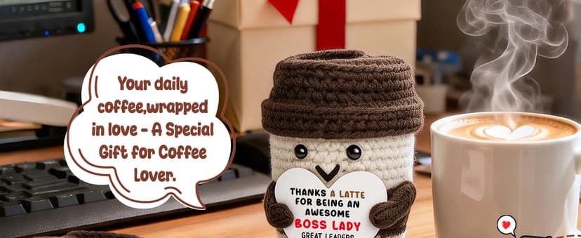 Boss Gifts for Women Boss Lady Leader Manager Supervisor Christmas Birthday Handmade Crochet Coffee Mug Cup Gifts Bosses Day Coffee Lover Thank You Best Great Leader Female Desk Office Decor