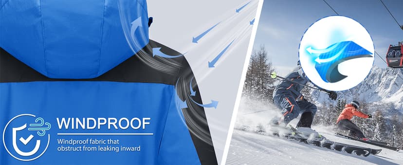 TACVASEN Men's Winter Ski Jacket Waterproof Snow Coats Snowboard Fleece Lining Jacket Warm Parka with Hooded