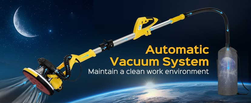 Drywall Sander Tool, KUPERIA 8.5 Amp Popcorn Ceiling Removal Tool with 7 Variable Speed 800-1800RPM, Electric Drywall Sander with Extendable Handle, LED Light,6 Basic Sand Paper & 6 Grid Sandpaper