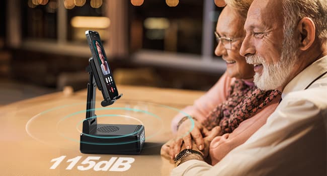 Birthday Gifts for Men Women,6-in-1 Cell Phone Stand Holder with Wireless Bluetooth Speaker & Wireless Charger,Alarm Clock for iPhone,HD Surround Sound Portable Bluetooth Speaker Gifts for Him Her