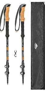 Cascade Mountain Tech Trekking Poles - Carbon Fiber Walking or Hiking Sticks with Quick Adjustable Locks