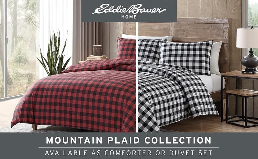 Eddie Bauer - Blanket, Super Soft Reversible Sherpa & Brushed Fleece Bedding, Throw Blankets for Couch, Ideal for Lounging (Cabin Plaid Red)