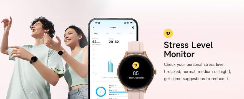 Smart Watches for Women (2 Bands), 1.27" Round Fitness Watch for Android iPhone with Bluetooth Calls (Make/Answer), AI Voice Command, Heart Rate/SpO2/Sleep Monitor, 12 Days Battery, IP68 Waterproof