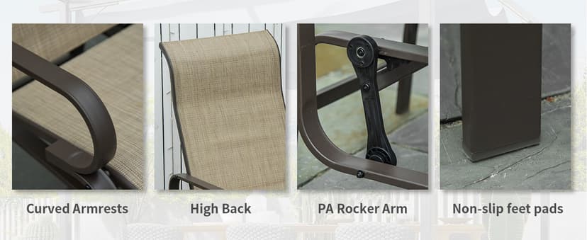 Outsunny Outdoor Glider Chair, Gliders for Outside Patio with Smooth Gliding Mechanism and Lightweight Construction for Backyard, Tan