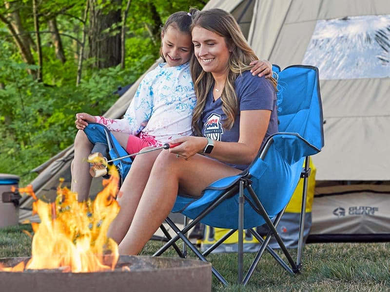 Guide Gear Oversized Extra Large Padded Camping Chair, Portable, Folding, Large Camp Lounge Beach Chairs for Outdoor, Adults, Men and Women, Heavy-Duty 400 Pound Capacity, with Cup Holder Blue