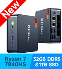 GMKtec Mini PC Gaming, K6 AMD Ryzen 7 7840HS Dual NIC LAN 2.5Gbps Desktop Computer, 32GB DDR5 (16GB*2) 1TB PCIe4.0 SSD, USB4.0, HDMI, DP, USB-C, WiFi 6E, BT 5.2