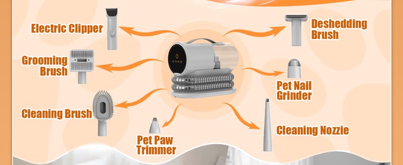 AIRROBO Dog Grooming Vacuum and Kit with Clipper Nail Trimmer Grinder, 12000Pa Pet Vacuum for Shedding Grooming, 2L Large Capacity Dog Hair Vacuum with 8 Pet Grooming Tools, PG100 Plus