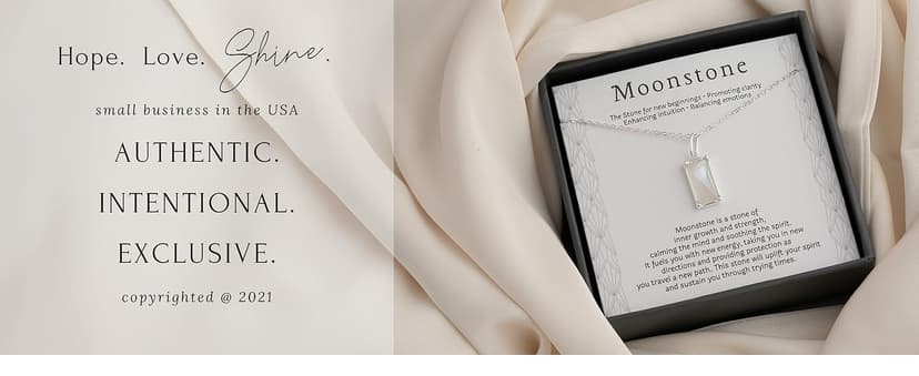 HOPE LOVE SHINE New Beginnings Rainbow Moonstone Sterling Silver Necklace for Women