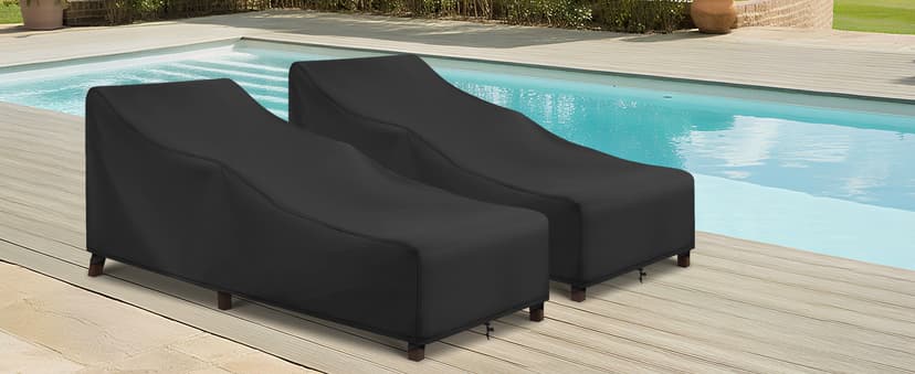 Arcedo Patio Chaise Lounge Cover Water Resistant, 2 Pack of Pool Lounge Chair Covers for Outside Stackable Cushions and Outdoor Furniture, 80" x 30" x 26" H, Black