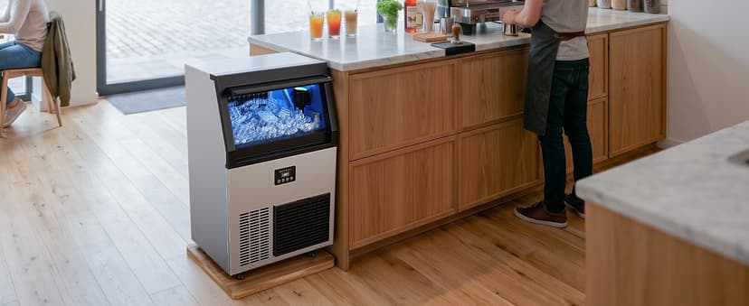 Coolake Commercial Ice Maker Machine, 200Lbs/Day Under Counter Ice Maker with 55 Lbs Storage, Stainless Steel Freestanding Built-in Outdoor Ice Machine with Water Filter for Home Bar Cafe Garage