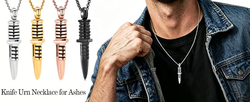 Stainless Steel Memorial Necklace Keepsake Pendant Ash Holder for Pet Human Urn Jewelry Funeral Memorial Gift with Fill Tool Hearbeingt Knife Dagger Urn Necklaces for Men Cremation Jewelry for Ashes B076WW6TZR