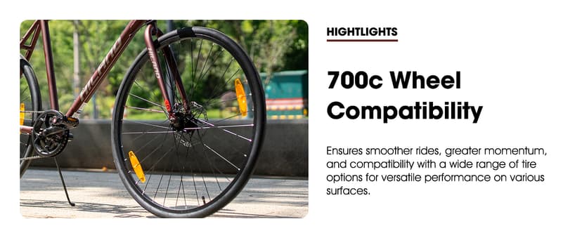 HILAND 700C Road Hybrid Bike, 7 speeds Bikes Urban City Commuter Bicycle with Disc Brake for Men Women Adult Comfortable Bicycle