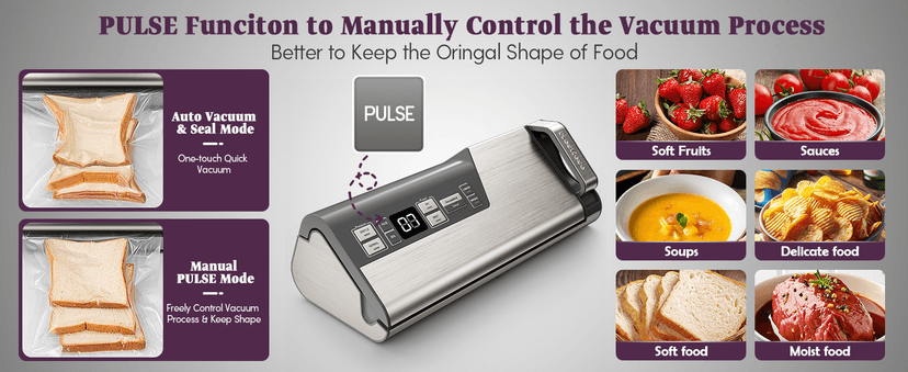 Mesliese Vacuum Sealer Machine, Powerful 95kPa 140W One Hand Operation Food Sealer, Double Seal Strip with Build-in Cutter & Countdown Display