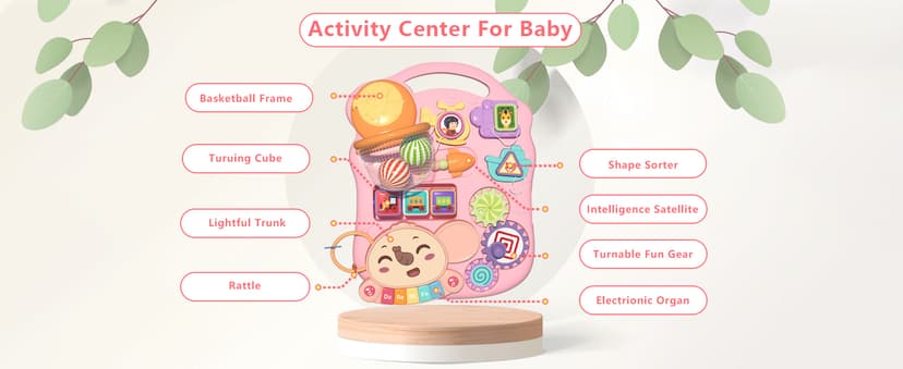 QDRAGON 3 in 1 Baby Walker and Activity Center for Girl, Learning to Walk, Sit to Stand, Early Educational Push Toys with Music Panel for Infant Toddler 12+ Months Pink