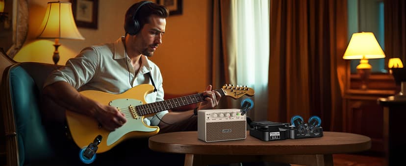 Flatsons FBA-10 Guitar Amp, 10W Mini Electric Guitar Amplifier with Clean/Drive Channel, 6H Work, USB-C Rechargeable, 3.5mm Headphone/AUX, Wireless Portable Amp for Indoor Practice, Travel (White)
