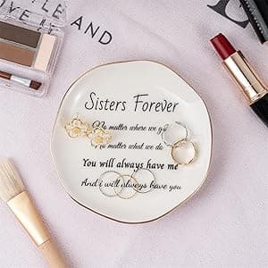 Sister Gifts, Ceramic Sister Ring Dish Jewelry Tray, Sister Birthday Gifts Engagement Wedding Gift for Sister from Sister