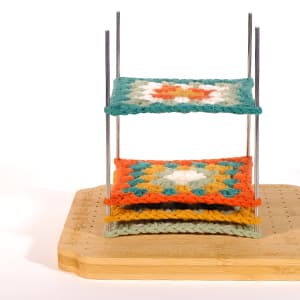 CraftyManor 7.6 in Blocking Boards for Crochet Projects with Rose Pattern, Crochet Blocking Board with Pegs, Granny Square Blocking Board with 20 Stainless Steel Pegs, Bamboo