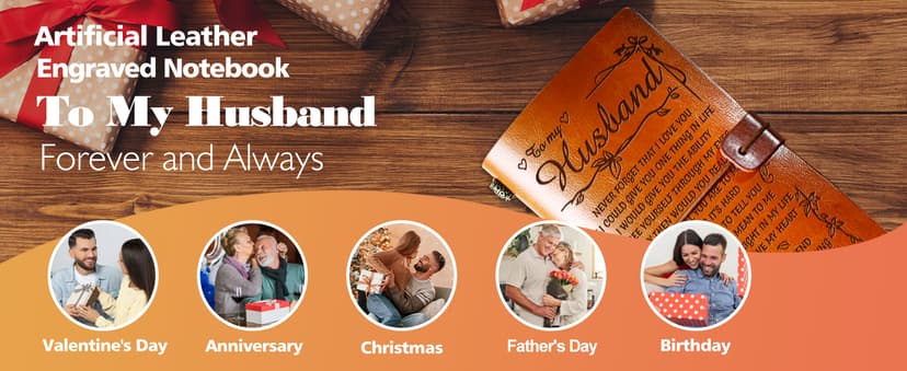PRSTENLY Gifts for Husband Leather Journal, To My Husband Gifts 140 Page Refillable Notebooks, Fathers Day Anniversary Birthday Wedding Christmas Valentines Day Gifts for Him Men Husband from Wife