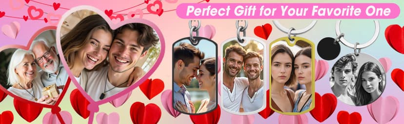Queenberry Custom Keychain with Picture Personalized Photo Keychain Gift Valentines Day for Men Boyfriend