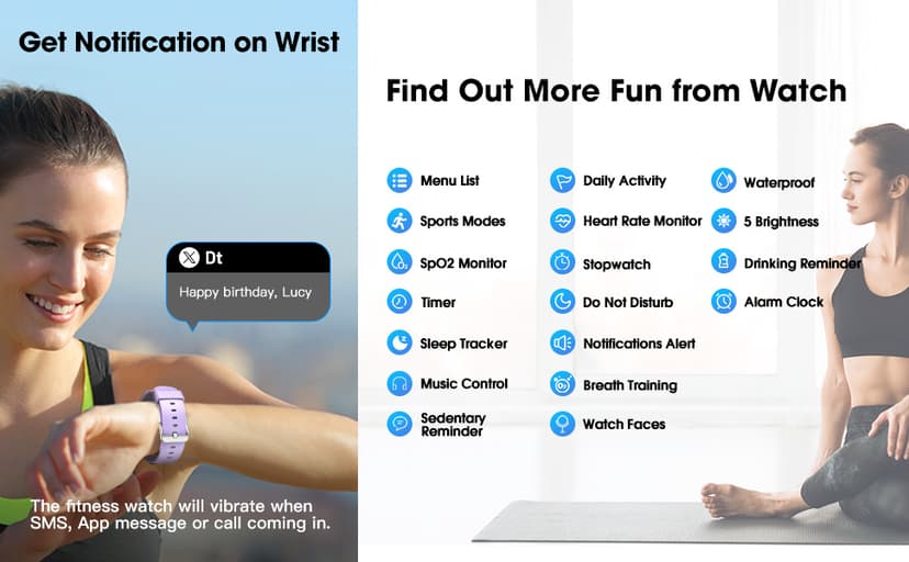 Smart Watch, Fitness Tracker with Heart Rate Monitor, Blood Oxygen, Sleep Tracking, 1.5 Inch Touchscreen Smartwatch for Android iOS Swimming Waterproof Pedometer Step Calories Tracker for Women Men