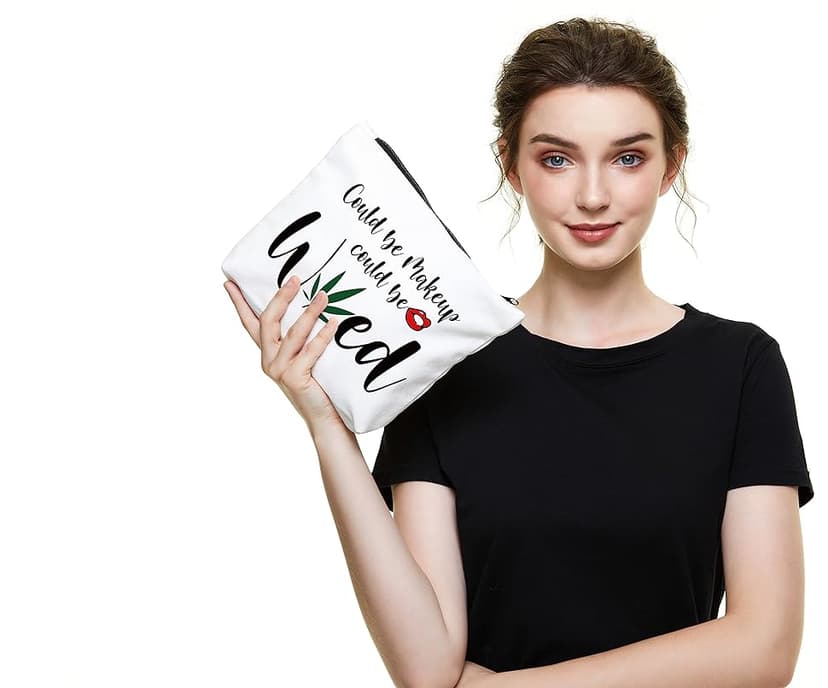 Fokongna Funny Makeup Bag Gifts For Best Friend Woman Gag Gifts for women Funny gifts Weed Small Cosmetic Bag Sister Travel Accessories Organizer Bag Toiletry Case for Birthday Christmas Gifts