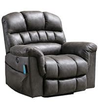 Bonzy Home Power Lift Recliner Chair for Elderly with Massage and Heating, Dual Motor Faux Leather Lift Chair with Spacious Seat, 2 Cup Holders, Adjustable Headrest (Grey Brown)