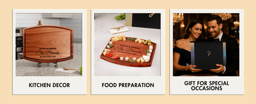 Cutting Board Monogrammed Custom, Engraved Gifts for Couples, Engagement Gifts, Wedding Gift, Bridal Shower Gifts, Personalized Housewarming Gifts, Customized Kitchen Gifts, Family Gifts