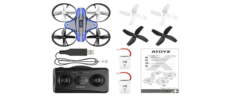Mini Drone for Kids & Beginners, Indoor RC Nano Helicopter Quadcopter with Auto Hovering,3D Flips,Portable Hand Operated, Birthday& Children's Day Gift for Boys and Girls,Headless Mode & Remote Control,Blue.4-blade design-ATOYX