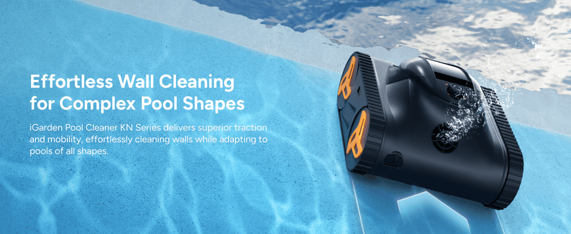 iGarden Robotic Pool Cleaner KN Series, 210-Min Runtime, Smart 3D Navigation, Full-Inverter Energy-Saving Tech, Cleans Floor, Wall & Waterline, for Above-Ground & Inground Pools, Matte Black
