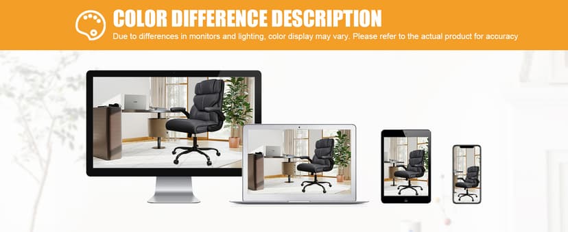 Executive Office Chair with Flip-up Armrests,Ergonomic Computer Desk Chairs,Mid-Tall Back Leather Office Chair 400 Lbs,Lumbar Support Swivel PC Chair with Rocking Function