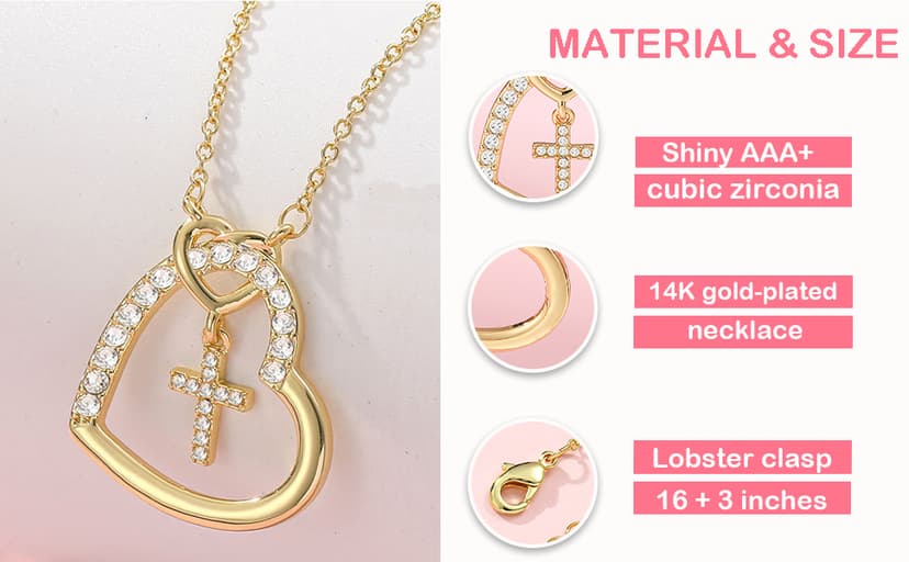 Happy 6th 7th 8th 9th 10th 11th 12th 13th Birthday Necklace Gifts for Girls, 14K Gold Plated Necklace Religious Christian Jewelry for Her 16+3 Inches