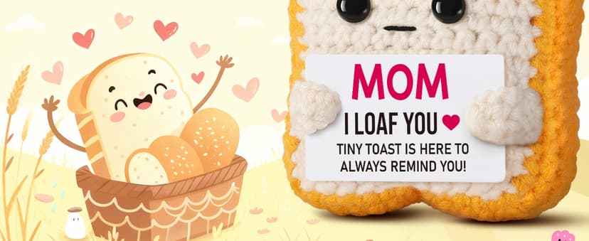 Mothers Day Pun Gift for Mom from Daughter Son- Handmade Cute Loaf Crochet Toast - I Love You Funny Presents for Moms Bonus Mamas Mother-in-Law Birthday, Valentine's Christmas Stocking Stuffers B0F2STWR98
