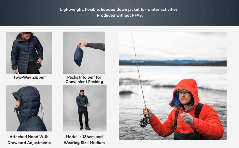 Fjällräven Expedition Pack Down Hoodie Men's Jacket - Lightweight Warm Packable Insulated Winter Layer for Hiking Trekking