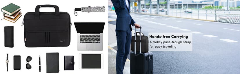 Taygeer Laptop Bag 15.6 Inch, Business Briefcase Gifts for Men Women, Water Resistant Messenger Shoulder Bag with Strap, Premium Office Bag, Carry On Laptop Case for Notebook/Computer/Laptop, Black