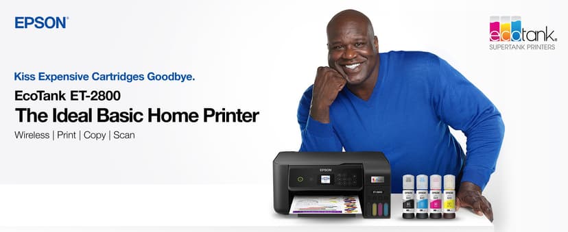 Epson EcoTank ET-2800 Wireless Color All-in-One Cartridge-Free Supertank with Scan and Copy, The Ideal Basic Home Printer - Black