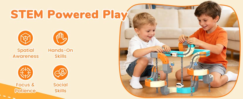 Electric Train Set 3D Flexible Race Track for Kids 3 4 5 6 7 8 Years Old, 124 Pcs Gravity-Defying Rail Building Toys with Motorized Car, STEM Learning Toy Gift for Toddlers Birthday