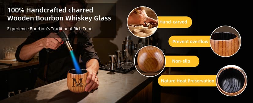 Whiskey Bourbon Gifts for Men Brother Him Personalized Charred Wooden Bourbon Drinkins Glass, Eneraved Whiskey Tumbler Cup J Birthday Gifts for Men Dad Husband Whiskey Glass Anniversary Groomsmen Gift B0FRLJKQFP