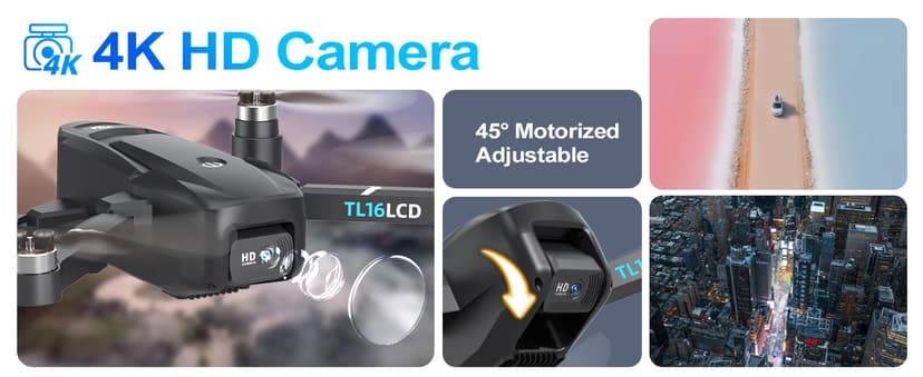 Drones with Camera for Adults 4K, GPS Drone with 4.5” LCD Screen Controller Follow Me Auto Return 5G Long Range Transmission Foldable FPV Drone for Beginners Under 249g