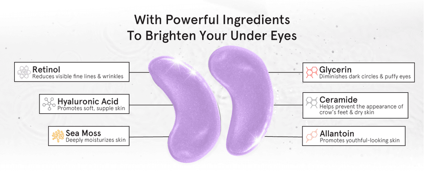 grace & stella Retinol Under Eye Patches for Puffy Eyes & Dark Circles - Restoring Gel Under Eye Masks with Hyaluronic Acid - Christmas Gifts for Teens, Birthday Gifts for Women (Purple, 24 Pairs)