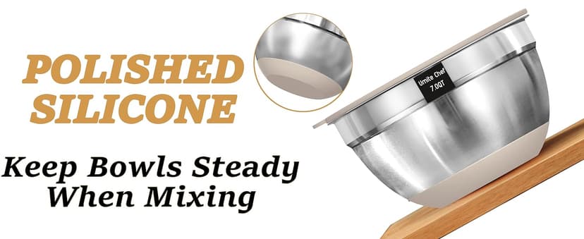 Mixing Bowls with Airtight Lids Set, 26PCS Stainless Steel Khaki Bowls with Grater Attachments, Non-Slip Bottoms & Kitchen Gadgets Set, Size 7, 4, 2.5, 2.0,1.5, 1QT, Great for Mixing & Serving