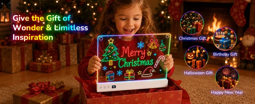 Aullsaty 16.5-Inch LED Drawing Board for Kids, Rechargeable Light Up Dry Erase Board with 16 Light Effects, 7 Markers and Tracing Kit, Birthday or Christmas Gift for Boys and Girls Ages 3-12 B0H7HFPLFM