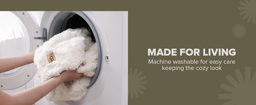 UGG Adalee Faux Fur Throw Blanket Luxury Lightweight Cozy Soft Throw for Couch Bed or Chair Hypoallergenic Machine Washable Double-Sided Fluffy Blanket Home Decor, 50-inch x 70-inch, Natural White