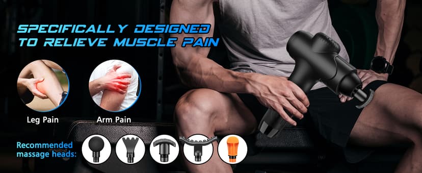 TOLOCO Massage Gun Deep Tissue, Percussion Massage Gun with 10 Replacement Heads, Super Quiet Portable Electric Massager for Athletes, Relax, Black