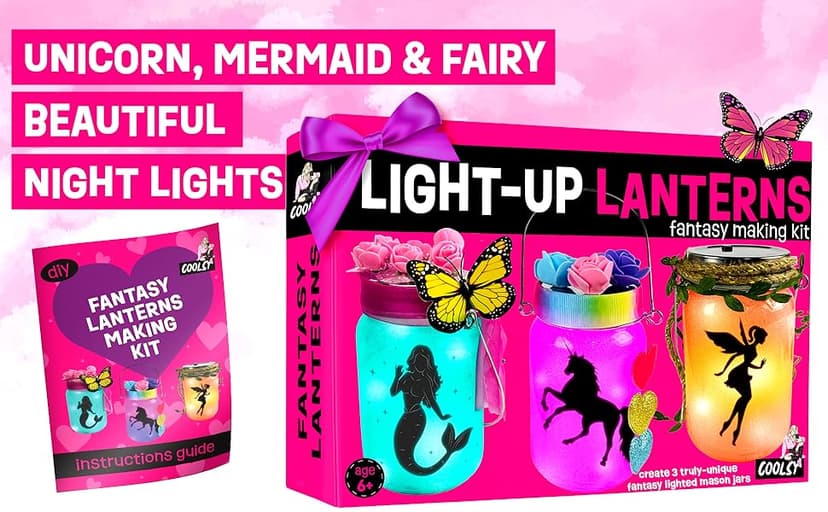Light-up Unicorn Fairy & Mermaid Lanterns Craft Kit – Christmas Gifts for 8 9 10 11 12 Year Old Girls - Creative Art Girl Toys 8-10 Years Old and Up - Craft Kits for Girls Ages 8-12 - Tween Gift Ideas