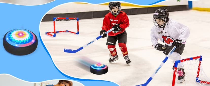 3 in 1 Hover Soccer Ball Toddler Hockey Set with LED Lights Indoor Toys for Kids Soccer Gift for Boys 6-8 8-12 Kids Sports Soccer Games 3 4 5 6 7 8 Year Old Boy Age 4-8 Birthday Gift