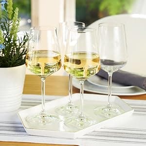 Spiegelau Style Crystal White Wine Glasses Gift Set, Elegant Stemmed Wine Glasses, Stylish Glassware for Dinner Party, Home Bar, Wedding Gifts, Birthday Gifts, Hosting Essentials, 15.5 oz, Set of 4