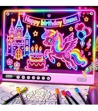 8 Colors, 8 Modes, 15 Light Effects with Music & Blue-Tooth, Doodle Neon Glow Pad Toys Gift for Girls/Boys/Kids 16" Rechargeable LED Drawing Board, Kids Birthday Christmas Gift B0GT9HHRJJ