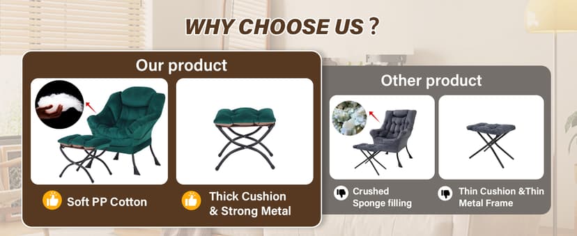 Welnow Lazy Chair with Ottoman, Modern Accent Chair with Armrests and a Side Pocket, Leisure Sofa Armchair, Reading Armchair with Footrest for Small Space, Dark Grey